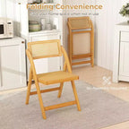 Costway Rattan Cane Folding Chairs Set of 2/4 with Rotatable Backrests 330lbs Capacity