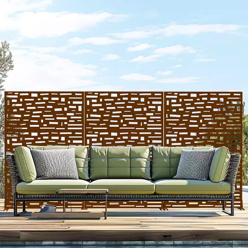 MAYEERTY 72 inch Room Divider Rectangle Privacy Screen with Galvanized Frame Garden Fence Patio Outdoor Brown