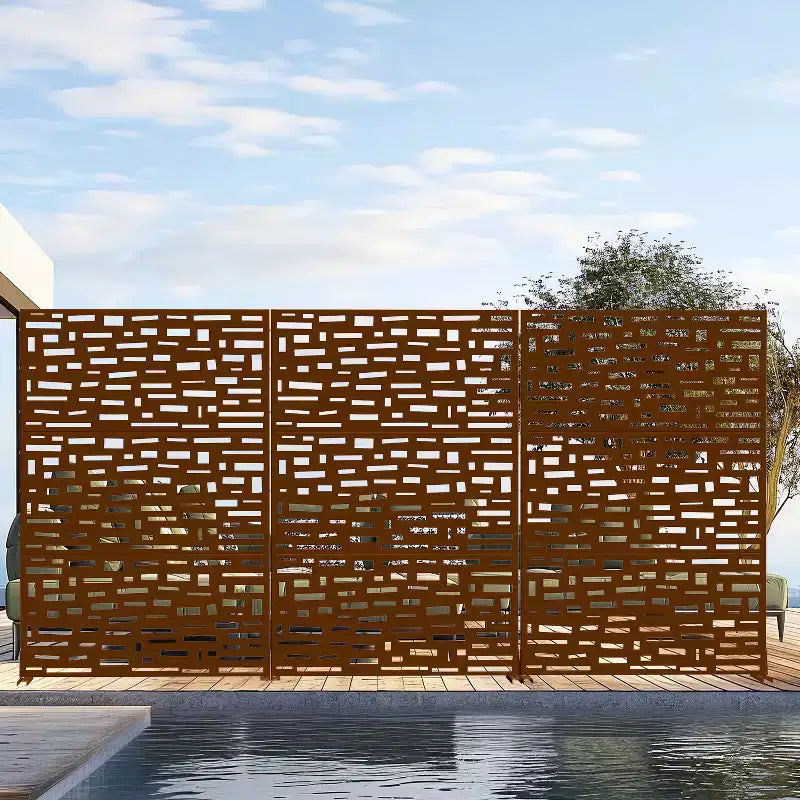 MAYEERTY 72 inch Room Divider Rectangle Privacy Screen with Galvanized Frame Garden Fence Patio Outdoor Brown