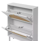 GDFStudio Bexley Modern Shoe Rack with 2 Rattan Door and Metal Base