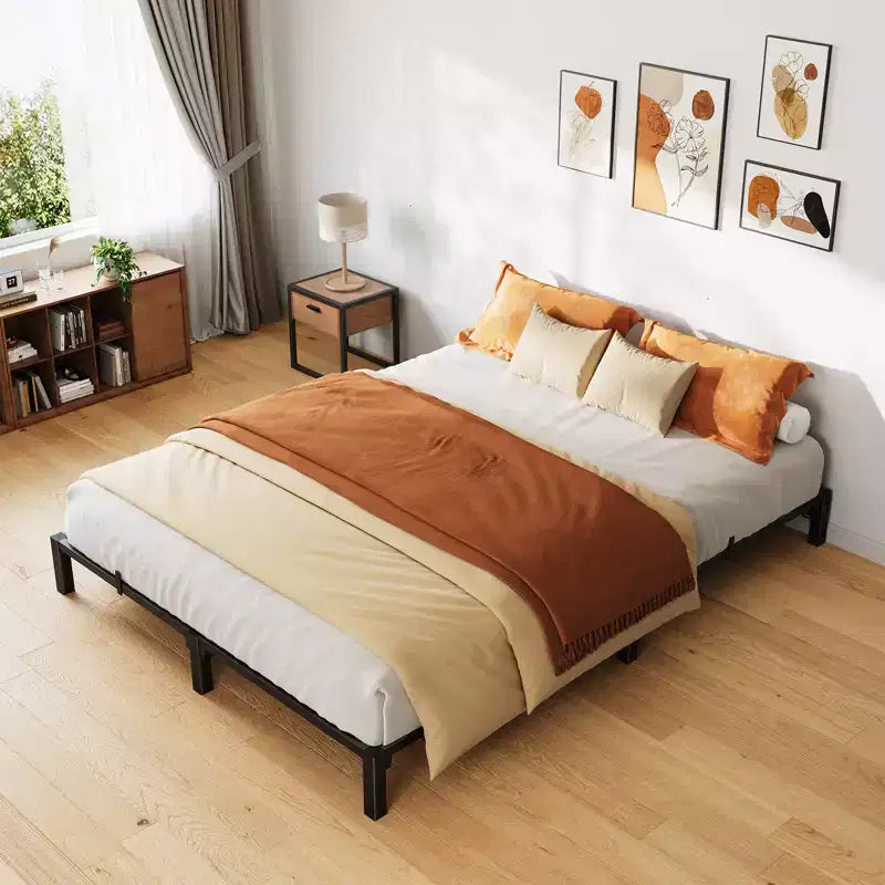 Struttura Letto King Size, Base a Piattaforma in Metallo da 25 cm, Nessuna Vite Necessaria, Nessuna Rete a Molle Necessaria, Resistente, Capacità 360 kg, Doghe e Gambe in Ferro Rinforzato