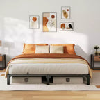 Struttura Letto King Size, Base a Piattaforma in Metallo da 25 cm, Nessuna Vite Necessaria, Nessuna Rete a Molle Necessaria, Resistente, Capacità 360 kg, Doghe e Gambe in Ferro Rinforzato