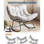 Acekool Sedia a Dondolo da Esterno Papasan, Sedia a Dondolo a Uovo Sovradimensionata con Struttura in Metallo, Sedia da Giardino in Rattan
