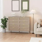 8 Drawer Rattan Dresser,Wooden Chest of Drawers with 5 Solid Wood Legs,Mid Century Modern Dresser for Closet with Handles for Bedroom, Living Room