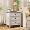 Karl Home 3-Drawer White Particle Board 24.8in. W Nightstands