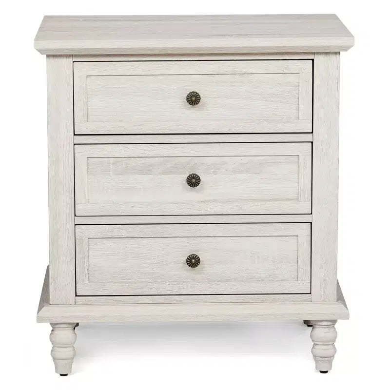 Karl Home 3-Drawer White Particle Board 24.8in. W Nightstands