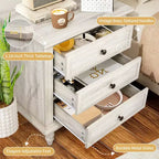 Karl Home 3-Drawer White Particle Board 24.8in. W Nightstands
