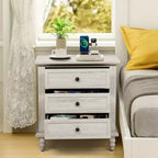 Karl Home 3-Drawer White Particle Board 24.8in. W Nightstands
