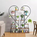 Karl Home 6 Layers Half Heart Iron Wood Plant Stand Flower Pot Stand