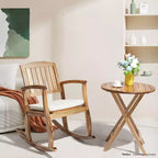 36 in. Acacia Wood Outdoor Rocking Chair with Cushion