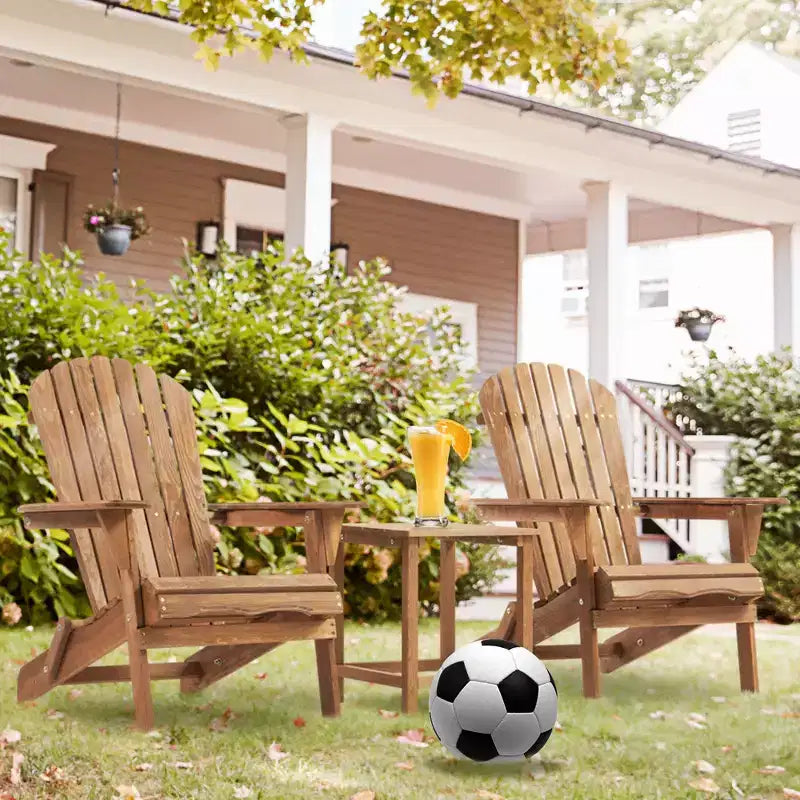CLIHOME Set of 2 Folding Adirondack Chair, Solid Wood Lounge Patio Chair for Garden Outdoor