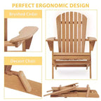 CLIHOME Set of 2 Folding Adirondack Chair, Solid Wood Lounge Patio Chair for Garden Outdoor
