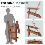 CLIHOME Set of 2 Folding Adirondack Chair, Solid Wood Lounge Patio Chair for Garden Outdoor
