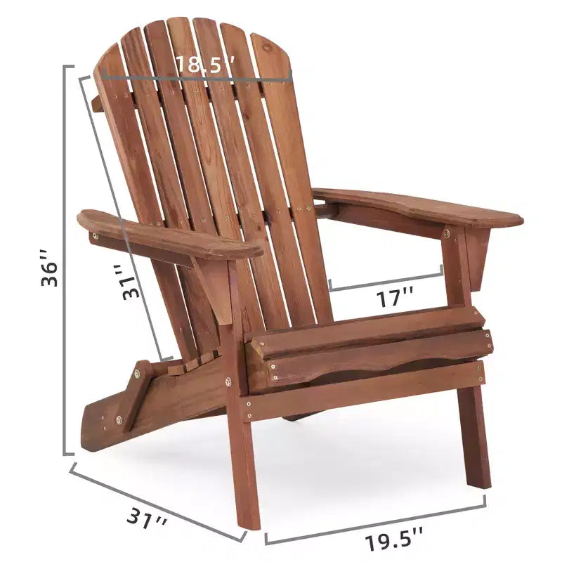 CLIHOME Set of 2 Folding Adirondack Chair, Solid Wood Lounge Patio Chair for Garden Outdoor