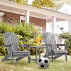 CLIHOME Set of 2 Folding Adirondack Chair, Solid Wood Lounge Patio Chair for Garden Outdoor