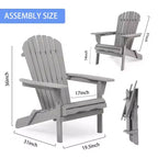 CLIHOME Set of 2 Folding Adirondack Chair, Solid Wood Lounge Patio Chair for Garden Outdoor