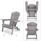 CLIHOME Set of 2 Folding Adirondack Chair, Solid Wood Lounge Patio Chair for Garden Outdoor