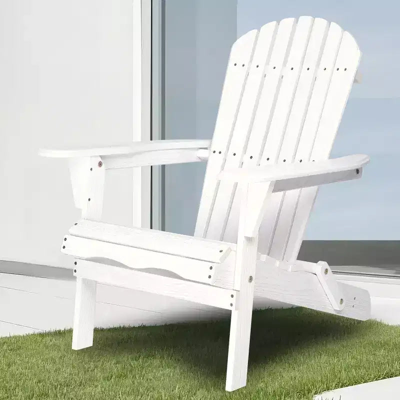 CLIHOME Set of 2 Folding Adirondack Chair, Solid Wood Lounge Patio Chair for Garden Outdoor