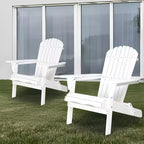 CLIHOME Set of 2 Folding Adirondack Chair, Solid Wood Lounge Patio Chair for Garden Outdoor