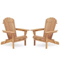 CLIHOME Set of 2 Folding Adirondack Chair, Solid Wood Lounge Patio Chair for Garden Outdoor