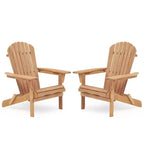 CLIHOME Set of 2 Folding Adirondack Chair, Solid Wood Lounge Patio Chair for Garden Outdoor