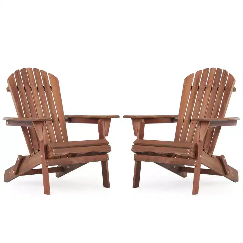 CLIHOME Set di 2 sedie Adirondack pieghevoli, sedia da salotto in legno massiccio per esterni da giardino