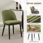Mid Century Dining Chair Set of 6, Linen Upholstered Kitchen Chair with Thick Cushions Seat and Curved Backrest, Wood Frame Accent Chair