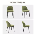 Mid Century Dining Chair Set of 6, Linen Upholstered Kitchen Chair with Thick Cushions Seat and Curved Backrest, Wood Frame Accent Chair