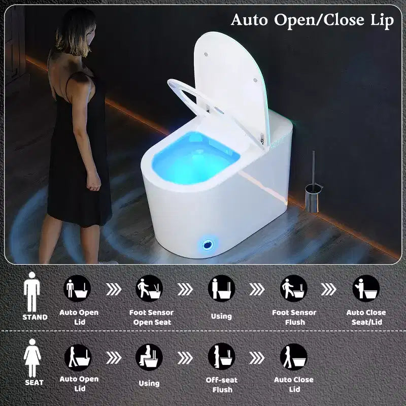 Dyonery Smart toilet, apertura automatica del coperchio, bidet integrato, asciugatura ad aria calda, sterilizzazione UV