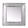 HomeRoots 18 Brown Square Metal Framed Antiqued Glass Accent Mirror