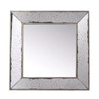 HomeRoots 18 Brown Square Metal Framed Antiqued Glass Accent Mirror