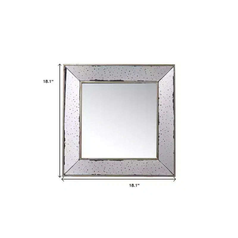HomeRoots 18 Brown Square Metal Framed Antiqued Glass Accent Mirror
