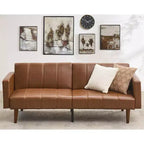 75 Divano letto futon moderno di metà secolo - Divano letto convertibile in pelle PU con schienale regolabile