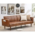 75 Divano letto futon moderno di metà secolo - Divano letto convertibile in pelle PU con schienale regolabile