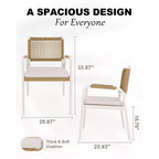 Outdoor Patio Dining Chairs Set of 4, Wicker Chairs with Cushions Armrest,Metal Frame for Garden, Porch, Lawn and Poolside