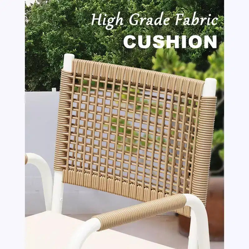 Outdoor Patio Dining Chairs Set of 4, Wicker Chairs with Cushions Armrest,Metal Frame for Garden, Porch, Lawn and Poolside