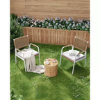 Outdoor Patio Dining Chairs Set of 4, Wicker Chairs with Cushions Armrest,Metal Frame for Garden, Porch, Lawn and Poolside