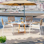 Outdoor Patio Dining Chairs Set of 4, Wicker Chairs with Cushions Armrest,Metal Frame for Garden, Porch, Lawn and Poolside