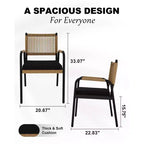 Outdoor Patio Dining Chairs Set of 4, Wicker Chairs with Cushions Armrest,Metal Frame for Garden, Porch, Lawn and Poolside