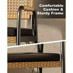 Outdoor Patio Dining Chairs Set of 4, Wicker Chairs with Cushions Armrest,Metal Frame for Garden, Porch, Lawn and Poolside