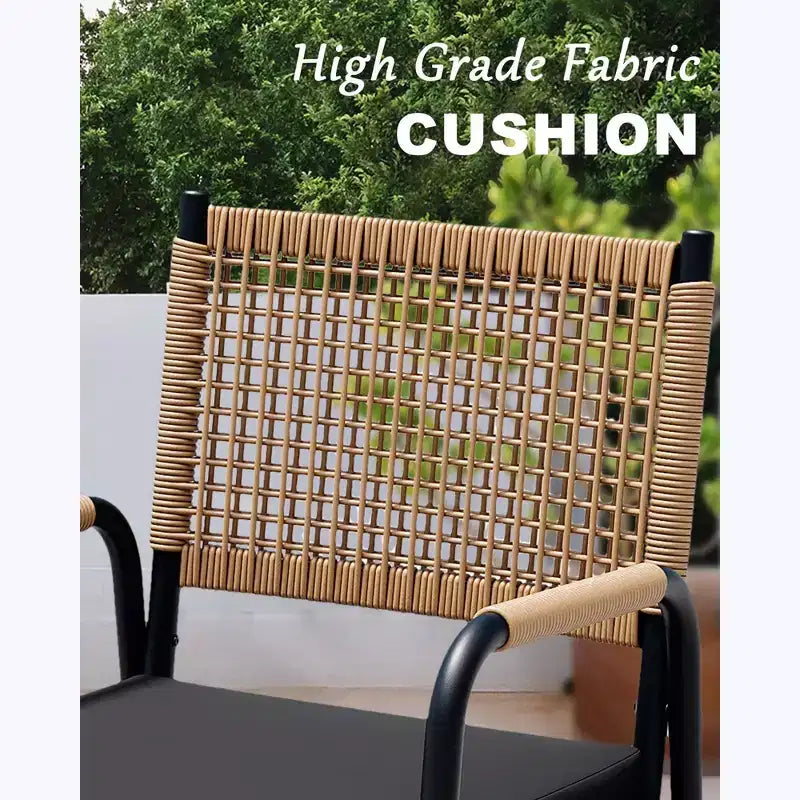 Outdoor Patio Dining Chairs Set of 4, Wicker Chairs with Cushions Armrest,Metal Frame for Garden, Porch, Lawn and Poolside