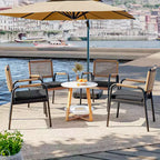Outdoor Patio Dining Chairs Set of 4, Wicker Chairs with Cushions Armrest,Metal Frame for Garden, Porch, Lawn and Poolside