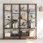Industrial Bookshelf Vintage Bookcase with Storage Tall Standing Bookshelves Metal Frame Open Display Racks Unique Book Shelf