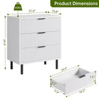 Cassettiera Acekool testurizzata a 3 cassetti, larghezza 71 cm - Contenitore compatto con gambe in metallo per camera da letto, corridoio, spazi piccoli, bianco