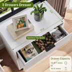 Cassettiera Acekool testurizzata a 3 cassetti, larghezza 71 cm - Contenitore compatto con gambe in metallo per camera da letto, corridoio, spazi piccoli, bianco
