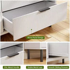 Cassettiera Acekool testurizzata a 3 cassetti, larghezza 71 cm - Contenitore compatto con gambe in metallo per camera da letto, corridoio, spazi piccoli, bianco