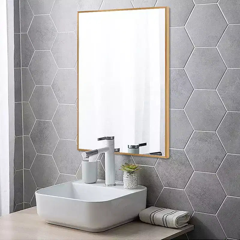PexFix 36 x 24 Aluminum Alloy Frame Mirror for Bathroom Wall Rectangle Bathroom Vanity Mirror for Over Sink Bedroom Entryway Living Room in Gold