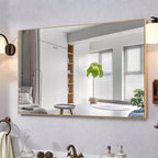 PexFix 36 x 24 Aluminum Alloy Frame Mirror for Bathroom Wall Rectangle Bathroom Vanity Mirror for Over Sink Bedroom Entryway Living Room in Gold