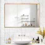 PexFix 36 x 24 Aluminum Alloy Frame Mirror for Bathroom Wall Rectangle Bathroom Vanity Mirror for Over Sink Bedroom Entryway Living Room in Gold