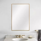 PexFix 36 x 24 Aluminum Alloy Frame Mirror for Bathroom Wall Rectangle Bathroom Vanity Mirror for Over Sink Bedroom Entryway Living Room in Gold